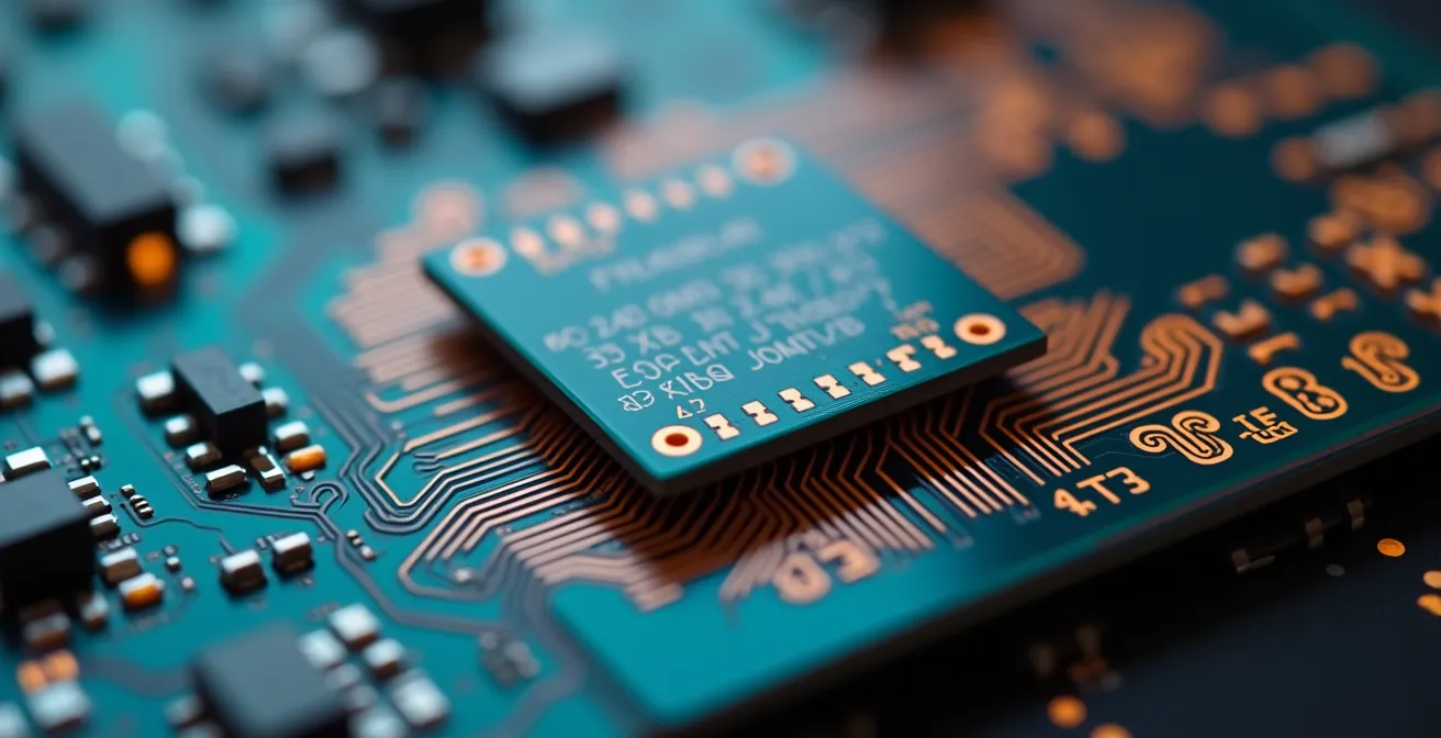 Macro shot showing flexible PCBs embedded within a wearable device